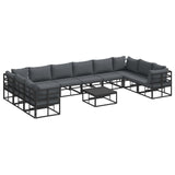 Garden Sofa Set with Cushion 11 pcs Black Aluminium