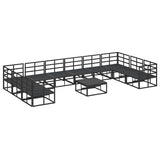 Garden Sofa Set with Cushion 11 pcs Black Aluminium