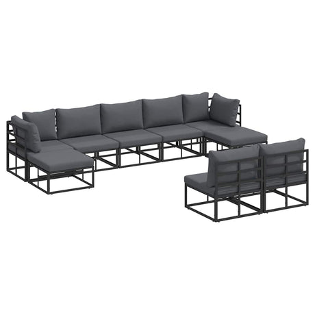Garden Sofa Set with Cushion 9 pcs Black Aluminium