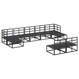 Garden Sofa Set with Cushion 9 pcs Black Aluminium