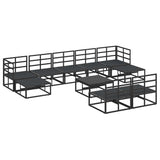 Garden Sofa Set with Cushion 10 pcs Black Aluminium