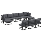 Garden Sofa Set with Cushion 10 pcs Black Aluminium