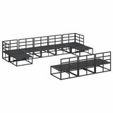 Garden Sofa Set with Cushion 10 pcs Black Aluminium
