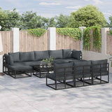 Garden Sofa Set with Cushion 11 pcs Black Aluminium
