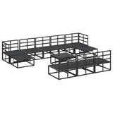 Garden Sofa Set with Cushion 11 pcs Black Aluminium