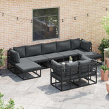 Garden Sofa Set with Cushion 9 pcs Black Aluminium