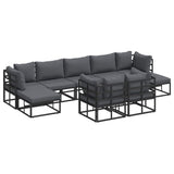 Garden Sofa Set with Cushion 9 pcs Black Aluminium