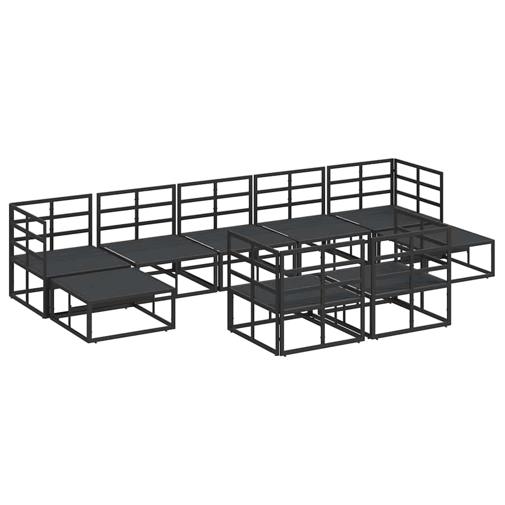 Garden Sofa Set with Cushion 9 pcs Black Aluminium