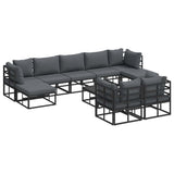 Garden Sofa Set with Cushion 10 pcs Black Aluminium