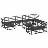 Garden Sofa Set with Cushion 10 pcs Black Aluminium