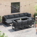 Garden Sofa Set with Cushion 10 pcs Black Aluminium