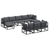 Garden Sofa Set with Cushion 10 pcs Black Aluminium