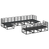 Garden Sofa Set with Cushion 10 pcs Black Aluminium