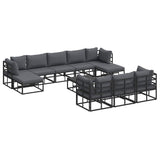 Garden Sofa Set with Cushion 11 pcs Black Aluminium