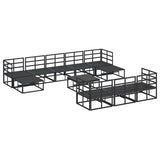 Garden Sofa Set with Cushion 11 pcs Black Aluminium