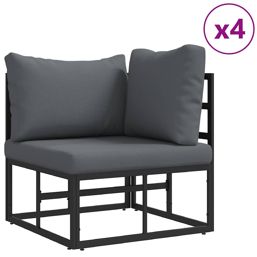 Garden Sofa Set with Cushion 11 pcs Black Aluminium