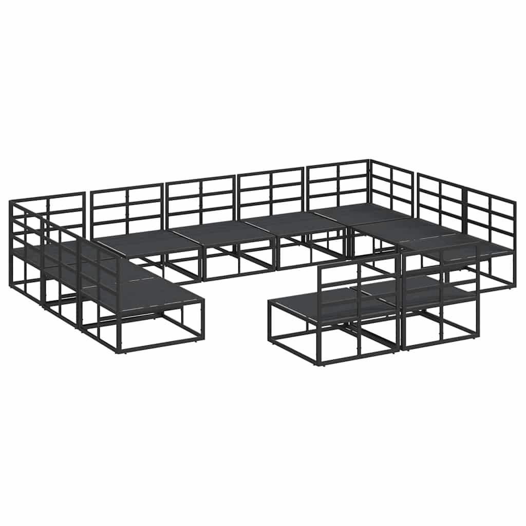 Garden Sofa Set with Cushion 11 pcs Black Aluminium