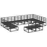 Garden Sofa Set with Cushion 11 pcs Black Aluminium