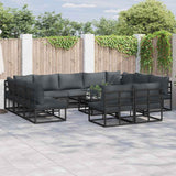 Garden Sofa Set with Cushion 12 pcs Black Aluminium