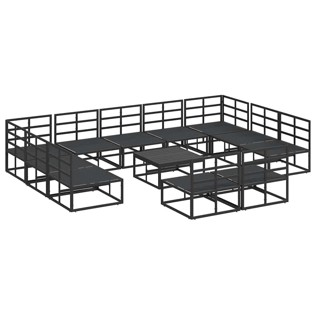 Garden Sofa Set with Cushion 12 pcs Black Aluminium