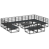Garden Sofa Set with Cushion 12 pcs Black Aluminium