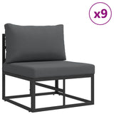 Garden Sofa Set with Cushion 12 pcs Black Aluminium