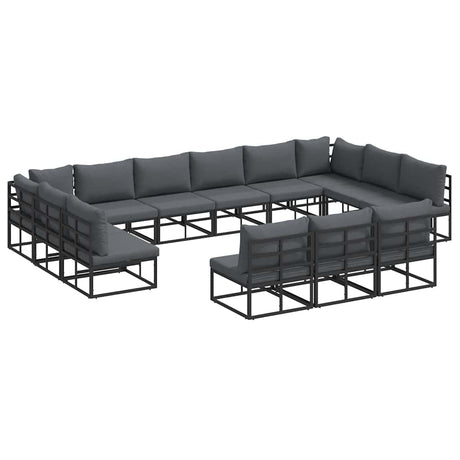Garden Sofa Set with Cushion 13 pcs Black Aluminium