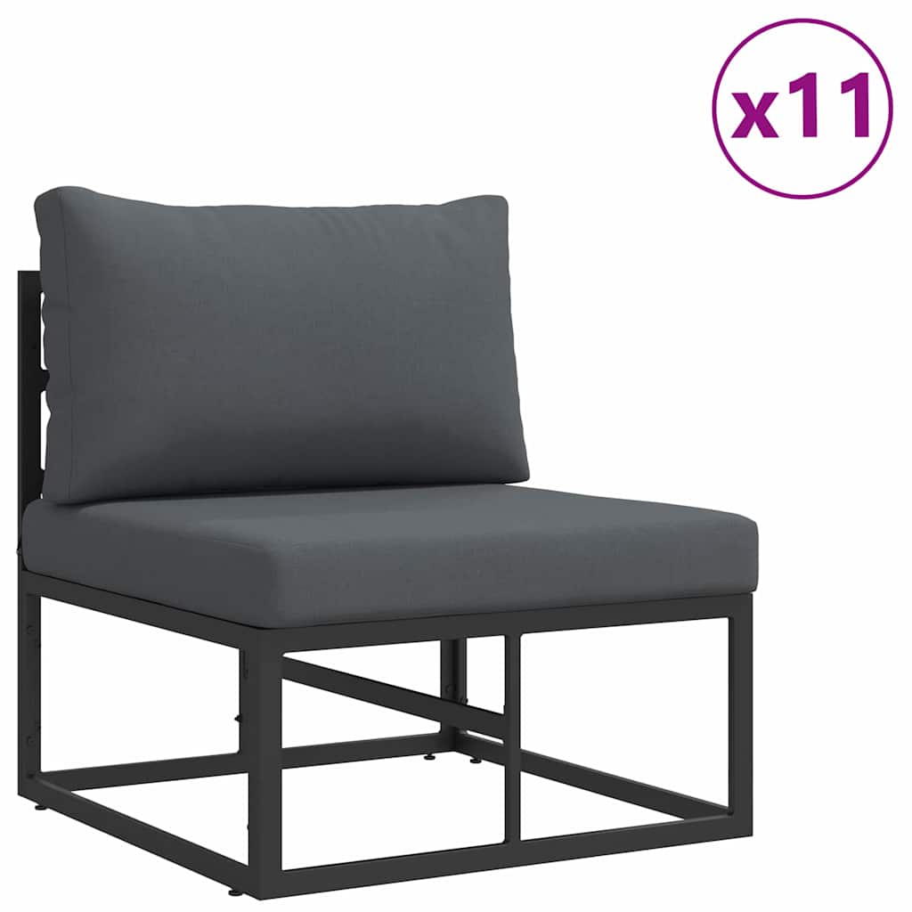Garden Sofa Set with Cushion 13 pcs Black Aluminium