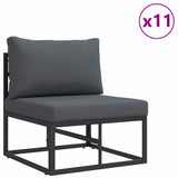 Garden Sofa Set with Cushion 13 pcs Black Aluminium