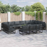 Garden Sofa Set with Cushion 14 pcs Black Aluminium