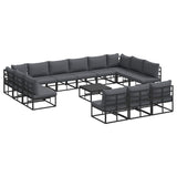 Garden Sofa Set with Cushion 14 pcs Black Aluminium