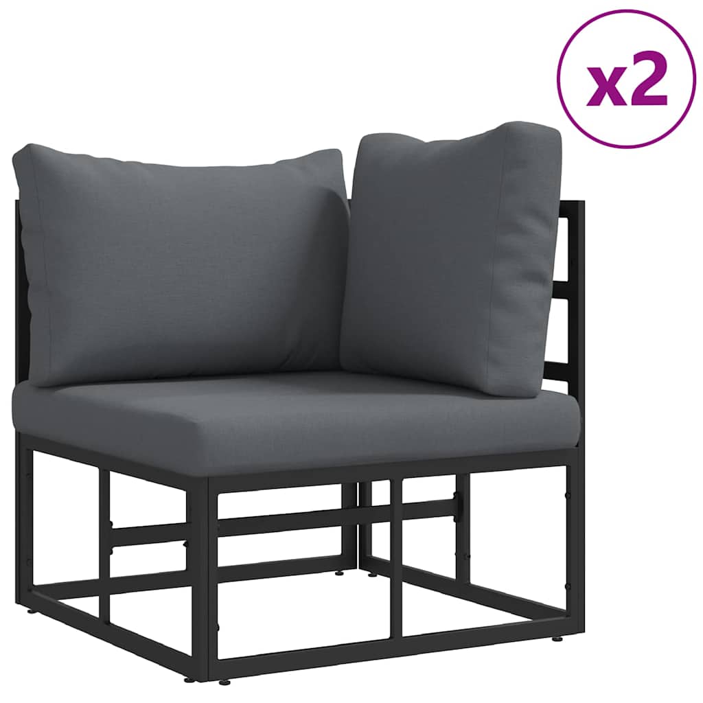 Garden Sofa Set with Cushion 14 pcs Black Aluminium