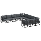 Garden Sofa Set with Cushion Black Aluminium