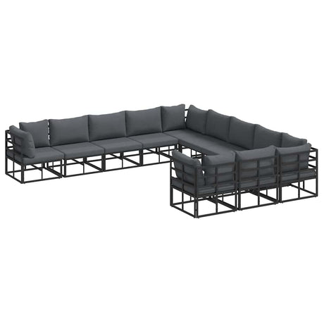 Garden Sofa Set with Cushion Black Aluminium