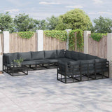 Garden Sofa Set with Cushion 12 pcs Black Aluminium