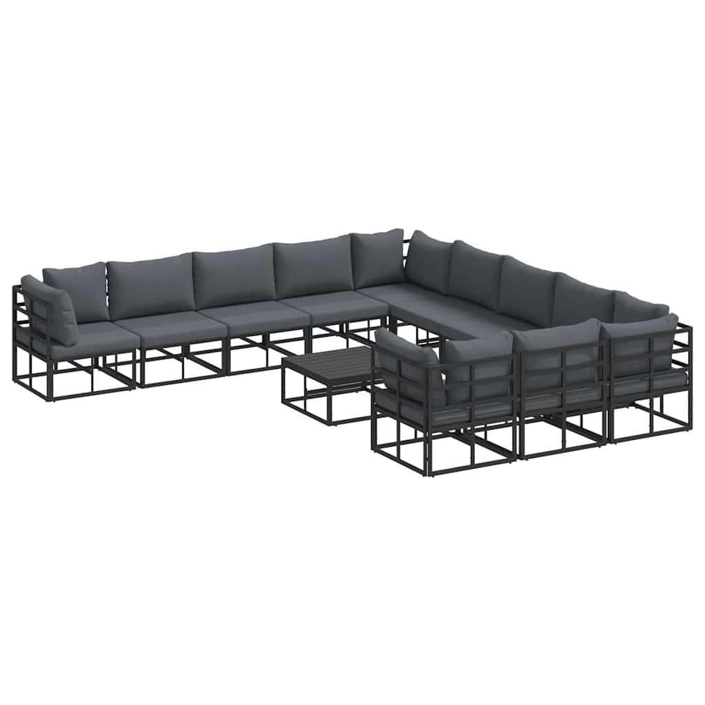Garden Sofa Set with Cushion Black Aluminium