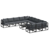 Garden Sofa Set with Cushion 12 pcs Black Aluminium