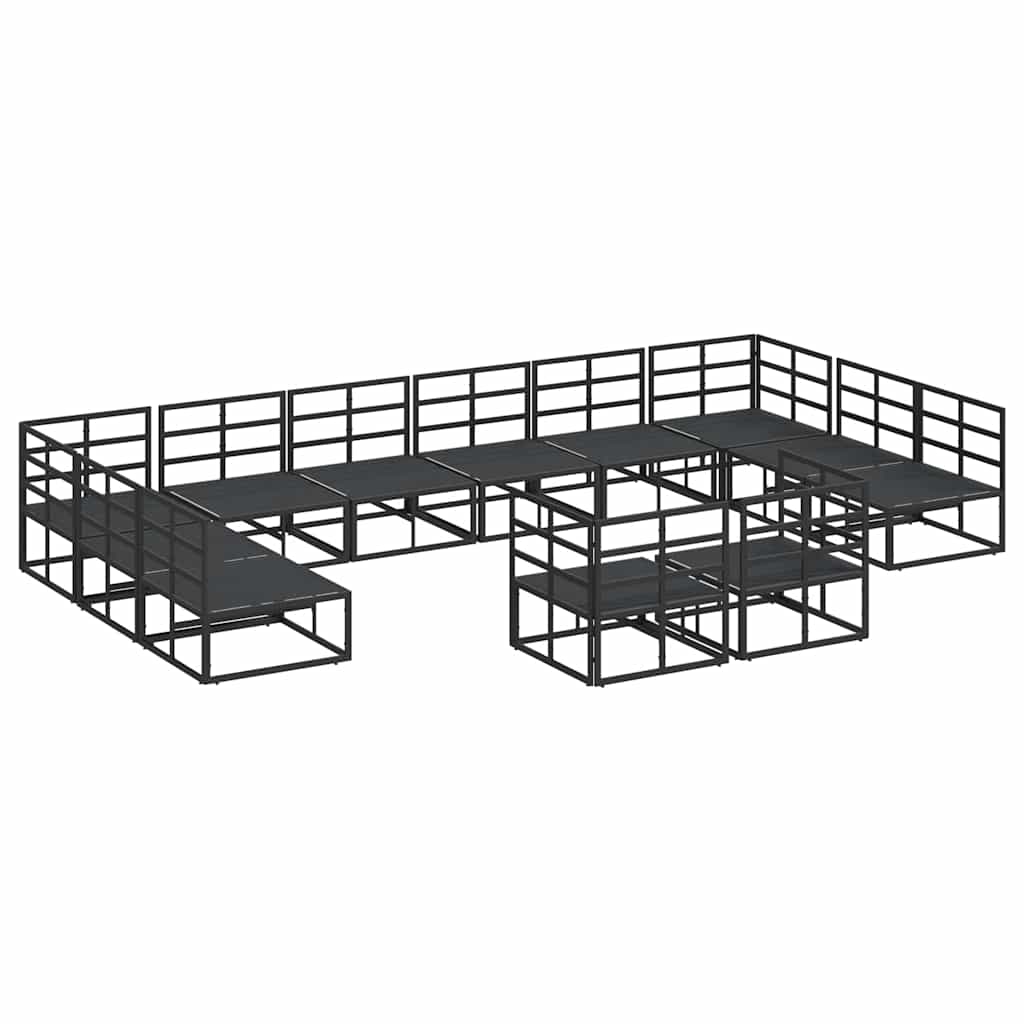 Garden Sofa Set with Cushion 12 pcs Black Aluminium