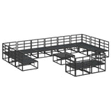 Garden Sofa Set with Cushion 13 pcs Black Aluminium