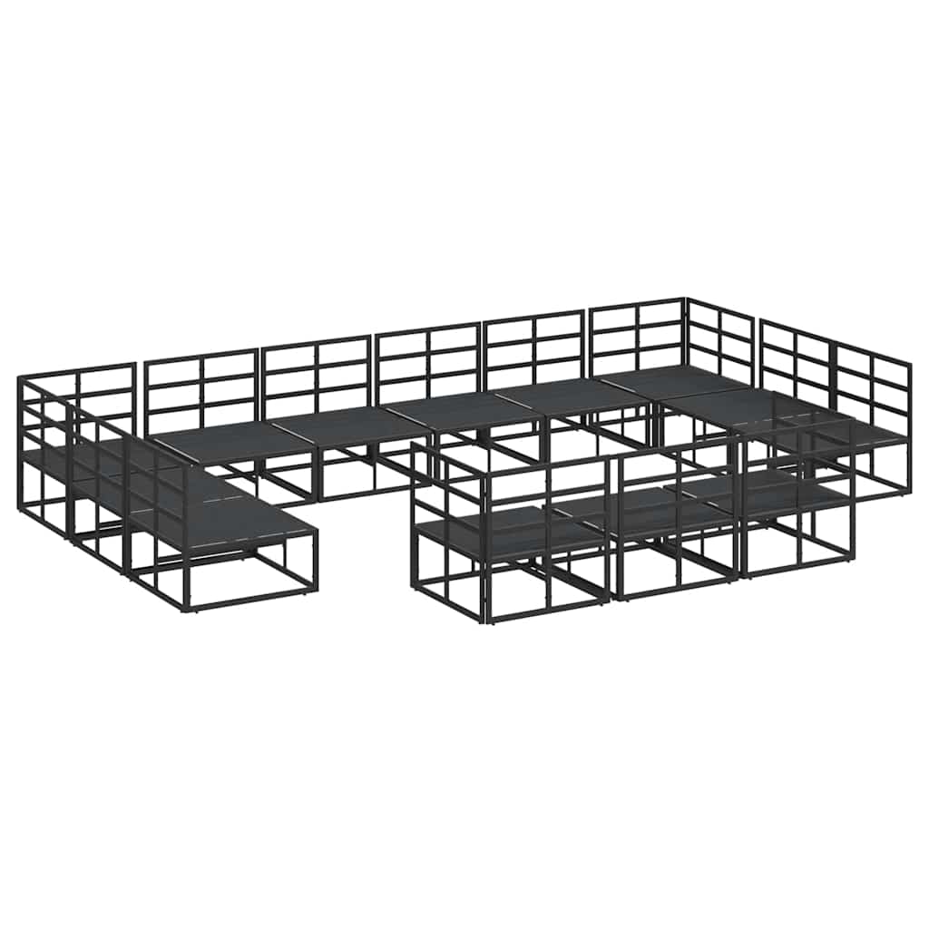 Garden Sofa Set with Cushion 13 pcs Black Aluminium
