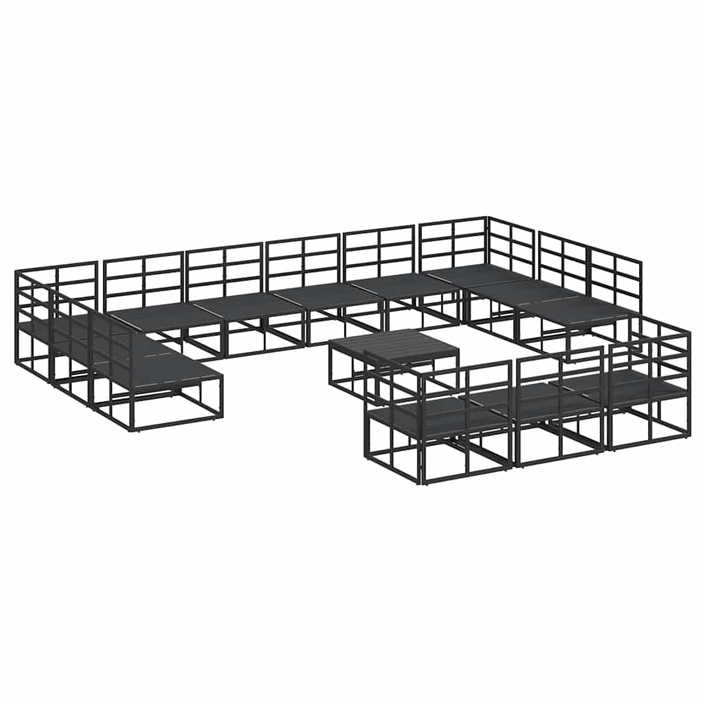 Garden Sofa Set with Cushion 14 pcs Black Aluminium