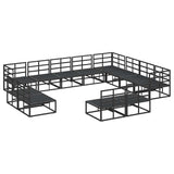 Garden Sofa Set with Cushion 12 pcs Black Aluminium