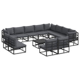 Garden Sofa Set with Cushion 13 pcs Black Aluminium