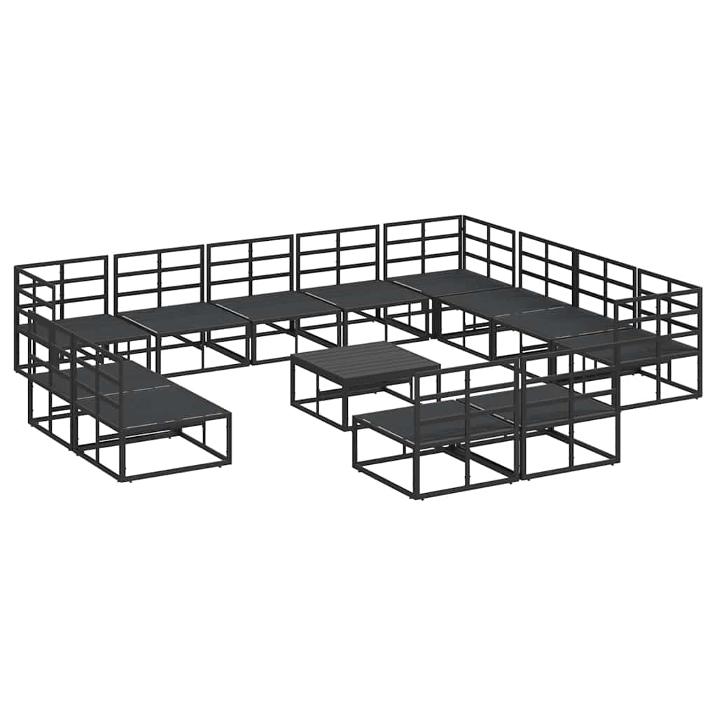 Garden Sofa Set with Cushion 13 pcs Black Aluminium