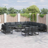 Garden Sofa Set with Cushion 13 pcs Black Aluminium