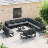 Garden Sofa Set with Cushion 13 pcs Black Aluminium