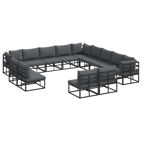 Garden Sofa Set with Cushion 13 pcs Black Aluminium
