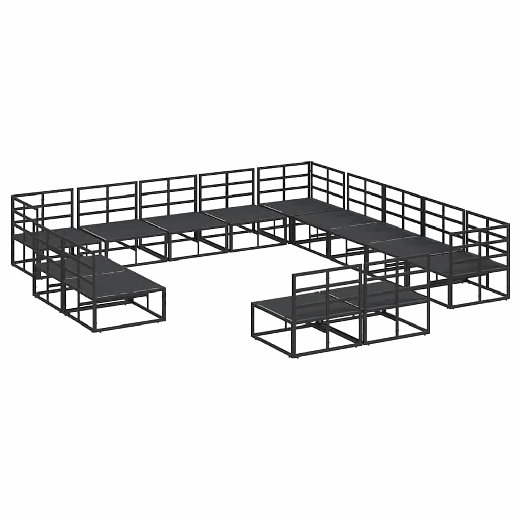 Garden Sofa Set with Cushion 13 pcs Black Aluminium