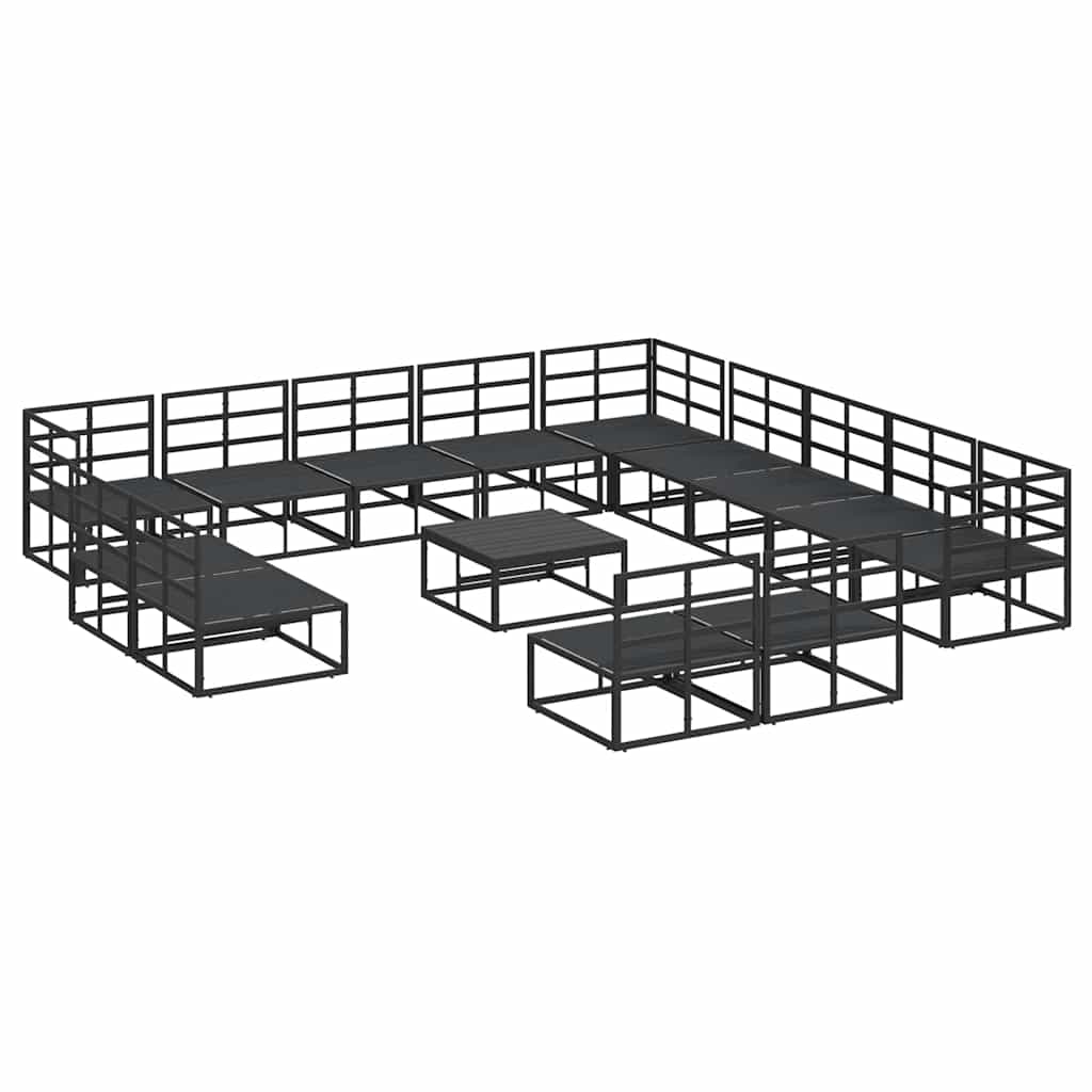 Garden Sofa Set with Cushion 14 pcs Black Aluminium