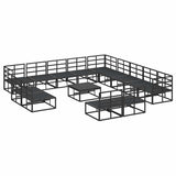 Garden Sofa Set with Cushion 14 pcs Black Aluminium